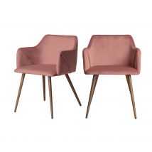 Set de 2 sillas con reposabrazos de terciopelo rosa - Daisy