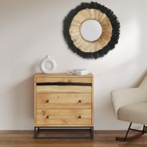 Commode en bois d'acacia et métal, 3 tiroirs - Alabama
