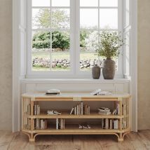 Consola de ratán natural de 140 cm con estantes - Marthe