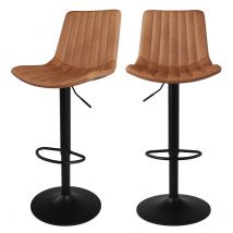 Set de 2 sillas de bar en piel sintética camel 62,5/83 cm - Killi