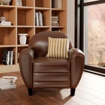 Sillón marrón de cuero recubierto - Club