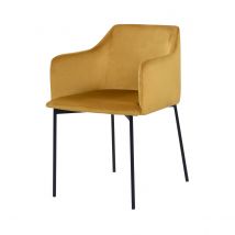 Sillón de terciopelo amarillo mostaza con patas de metal negro - Glam