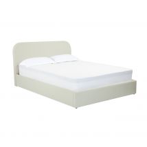 Lit double avec coffre 140x190 cm en tissu gris/beige - Tilly