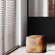 Pouf carré en cuir marron 40 cm - Arrah - Rendez-Vous Déco