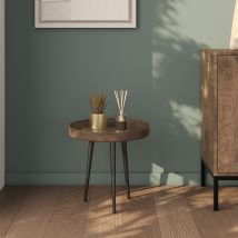 Mesa auxiliar redonda de madera de mango oscura - Palak