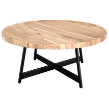 Table basse ronde en bois d'acacia et métal D90 cm - Sienna