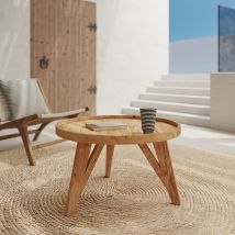 Mesa de centro redonda en madera de teca recuperada D70 cm - Oly