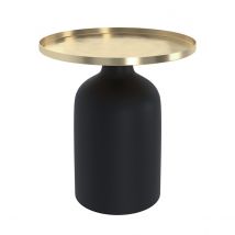 Table d'appoint ronde en métal noir et laiton D45 cm - Lyne