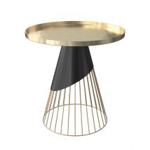Table d'appoint ronde en métal noir et plateau laiton D45 cm - Corry