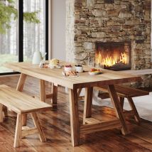 Table rectangulaire 8 personnes en bois de teck recyclé 220 cm - Maiwenn