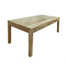 Mesa de madera de 6 plazas con dibujo grabado 160 cm - Lili