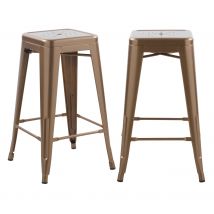 Set de 2 taburetes para isla de cocina en metal cobre mate 66 cm - Indus