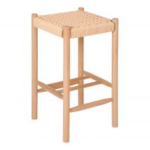 Tabouret pour îlot central 65 cm en tressage et bois - Kepler