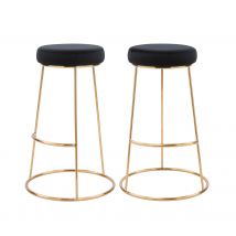 Tabouret de bar 73 cm en velours noir (lot de 2) - Kendal