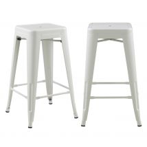 Set de 2 taburetes para isla de cocina en metal blanco mate 66 cm - Indus