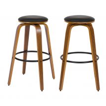 Tabouret de bar 78 cm en cuir synthétique noir (lot de 2) - Arthus