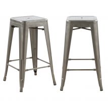 Set de 2 taburetes para isla de cocina en metal cromado 66 cm - Indus