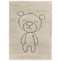 Tapis enfant blanc ourson 120x170cm - Teddy