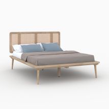 Cama doble 140x190 cm en madera y caña - Adik