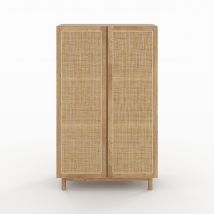 Armoire en bois massif de mindi et rotin - Delya - Rendez-Vous Déco