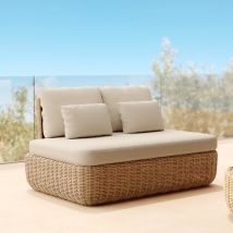 Canapé de jardin en rotin synthétique et tissu beige 2 places - Canapés de jardin / extérieur, Maison bohème - Sky, Rendez-Vous Déco