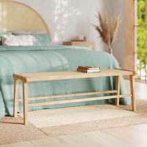 Banc 120 cm en bois de teck et cannage - Kuna - Rendez-Vous Déco