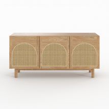 Buffet de madera maciza de mindi y ratán - Delya