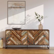 Aparador de 4 puertas de madera de acacia y madera reciclada - Krabi