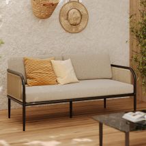 Canapé de jardin 3 places en métal et tissu beige - Canapés de jardin / extérieur, Maison bohème - Wilo, Rendez-Vous Déco