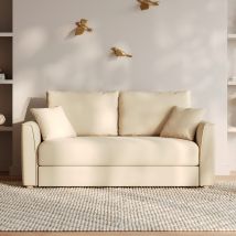 Sofá cama de 2 plazas en tela texturada beige - Olympe
