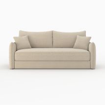 Sofá cama de 3 plazas en tela efecto lino beige - Céleste