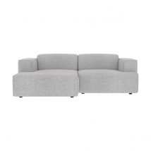 Canapé d'angle gauche 3 places en tissu gris clair chiné - Aska