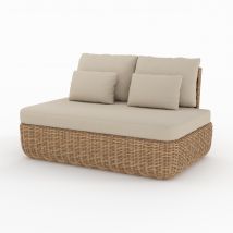 Canapé de jardin en rotin synthétique et tissu beige 2 places - Sky