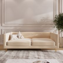 Sofá de 3 plazas en terciopelo beige - Gatsby