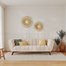 Sofá de 3 plazas en terciopelo beige - Mona