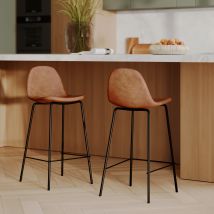 Set de 2 taburetes para isla de cocina en sintético camello 65 cm - Henrik