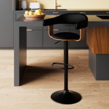 Chaise de bar réglable 62/84 cm en cuir synthétique noir - Harold