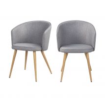 Chaise en tissu gris clair et pieds en métal (lot de 2) - Chiara
