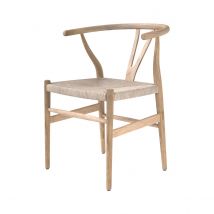 Silla de madera de teca con cuerda de papel tejida - Riva