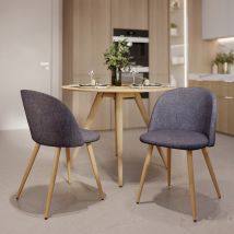 Set de 2 sillas de tela gris oscuro con patas de metal - Cozy