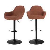 Set de 2 sillas de bar efecto lana rojo ladrillo 63/83 cm - Adam