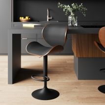 Chaise de bar réglable 63/84 cm en cuir synthétique noir - Baudoin
