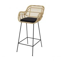 Silla de bar de ratán natural con patas de metal 71 cm - Chiloe