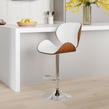 Silla de bar ajustable 63/84 cm en piel artificial blanca - Baudoin