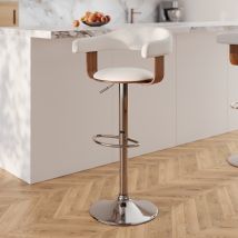 Silla de bar ajustable 62/84 cm en cuero artificial blanco - Harold