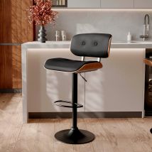 Silla de bar ajustable 65/86 cm en piel sintética negra - Melchior