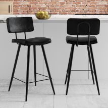 Set de 2 taburetes para isla de cocina de sintético gris/negro 66 cm - Texas