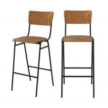 Set de 2 sillas de bar de madera 75 cm - Clem