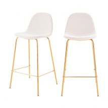 Chaise pour îlot central 65 cm en cuir synthétique blanc (lot de 2) - Henrik