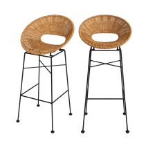 Tabouret de bar en résine tressée naturelle 75 cm (lot de 2) - Rava
